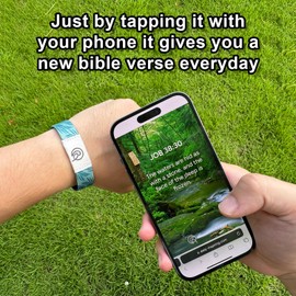 SARVERTIC Bible Verse Bracelets, Christian Daily Bible Verse Wristbands, Religious Wristbands with NFC, Stylish and Inspirational Easter Thanksgiving Gifts for Men and Women