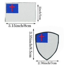 BQTBQT 2 Pack American US Christian Flag Embroidered Patches USA Christians Rectangle and Shield Shape Emblem Tactical Patches for Military Backpack Hat Jacket Decorations