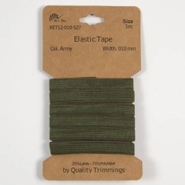Elastic Band, 3 m Cards, 10 mm or 20 mm Wide (10 mm - Army)