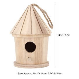 Mini Bird House 14 x 10 x 10 cm Decorative Wooden Bird House for Hanging Small Round Bird House Wooden Decoration for the Garden, Patio, Decorative