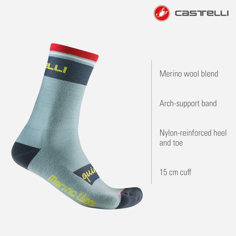 Castelli Unisex Quindici Soft Merino Sock Socks, Defender Green