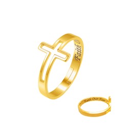 SENSE TO CREATE Adjustable Cross Rings for Women | Faith Over Fear and God Bless You Cross Rings | Stainless Steel Religious Bands, Stainless Steel, No Gemstone
