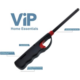 VIP Home Essentials 3 Pack - Handi Flame BBQ Grill Click Lighter Refillable Candle Fireplace Kitchen Stove Wind Resitent Long Stem