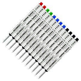 Schmidt P8126 Blue, Black, Green, Red Capless Rollerball Refill, Fine Tip 0.6mm - Pack of 12