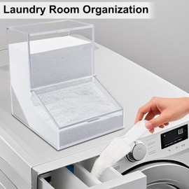 Laundry Detergent Dispenser with 1 Spoon, Laundry Detergent Powder Container with 2 Lids, Acrylic Storage Containers for Storage of Scent Booster Beads, Coffee Capsules And Candies, White, 1 Pack