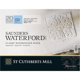 SAUNDERS WATERFORD SERIESST Cuthberts blocco carta per acquerello,collato 4 lati 31x23cm,20 fogli, extra bianco, grana fine, 300gm
