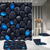 DDQQ 4Pcs Stone Shower Curtain Set with Toilet Lid Cover