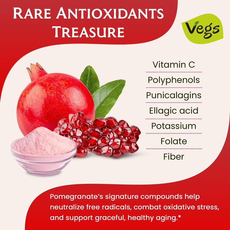 Vegs Pomegranate Juice Powder - Freeze Dried Organic Pomegranate Fruit