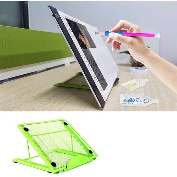 A4 LED Light Box Board Holder Stand for DIY Diamond Painting Strong Metal Green
