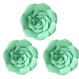 Daily Mall Paper Flower Decorations Giant Wedding Flowers Party Flower Backdrop DIY Handcrafted Flower for Nursey Birthday Wall Decor (Light Green, 3pcs-12'')