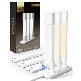 EZVALO 6 Pack Led Under Cabinet Lighting Wireless with Charging Station, 7’’Rechargeable Motion Sensor Light Indoor, 3 Color Dimmable Motion Activated Cabinet Lights for Kitchen Bookshelf, Stair