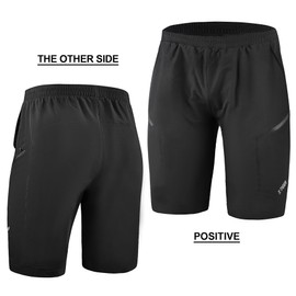X-TIGER MTB Men's Cycling Shorts Padded Cycling Shorts Mountain Bike Cycling Shorts Men's Short with Zip Pocket, black