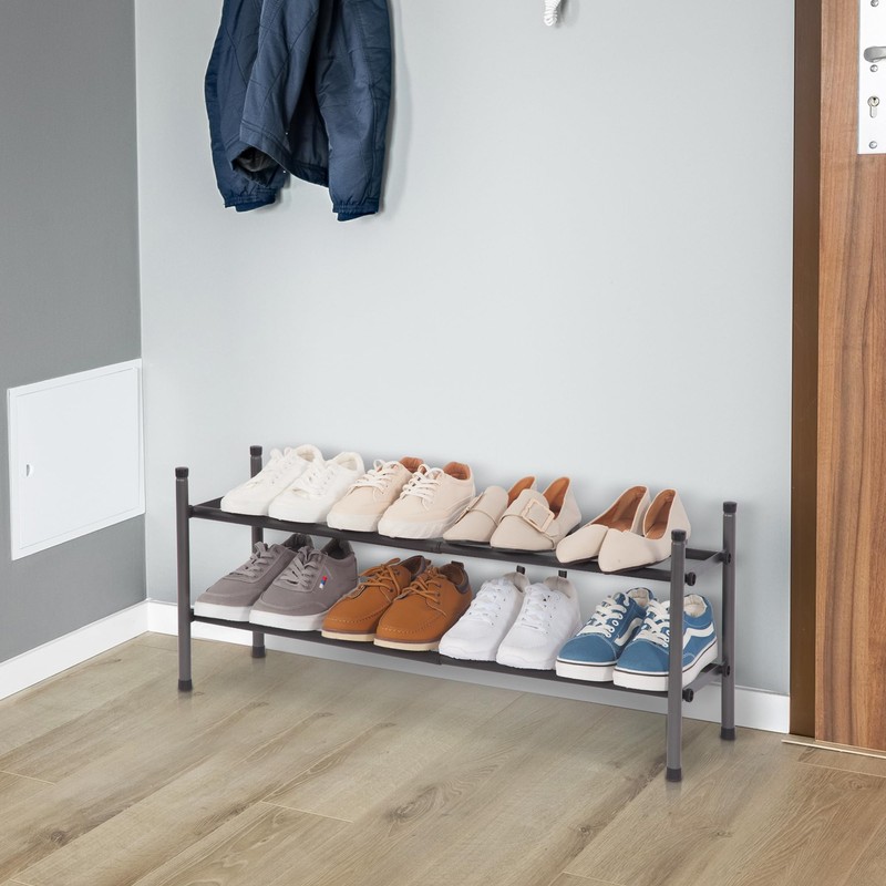 STORAGE MANIAC Expandable Shoe Rack, 8 Pairs Stackable Small Shoe