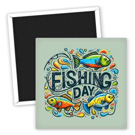 Angeln Fishing Day - Kühlschrankmagnet bunte Fisch Motive - Magnetische Deko für Angler - Geschenk für Angler - Fischerei Fanartikel - kreative Kühlschrankmagnete - starke Magnete