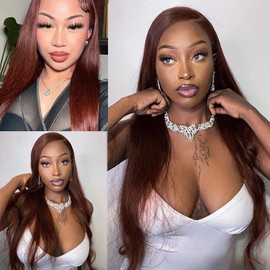 Reddish Brown Bundles Color 33 Straight Human Hair Bundles Brazilian Copper Red Bundles Auburn Brown Straight Bundles 3 Bundles 30 32 34 Inch