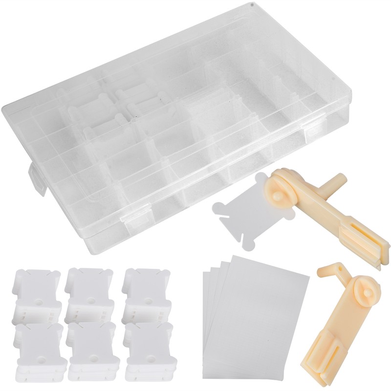 Embroidery Floss Organizer Box Milk White Cross Stitch Plastic Bobbins