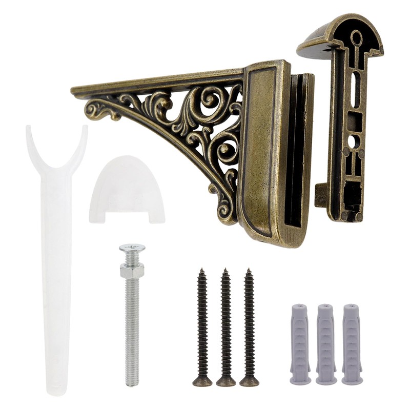 Chinflly Adjustable Glass Floating Shelf Brackets,2 PCS Antique Glass Shelf