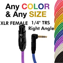 Balanced XLR Cable Female to Right Angle 1/4" TRS - 5 Feet White - Pro 3-Pin Microphone Connector for Powered Speakers, Audio Interface or Mixer for Live Performance & Recording