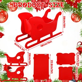 Lineshading 19 x 11 Inch Large Christmas Sleigh Decoration Red Wood Santa Sleigh Decoration Rustic Christmas Santa Sled Table Top Decor for Farmhouse Holiday Party Xmas Pendant Candy Bowl Decor
