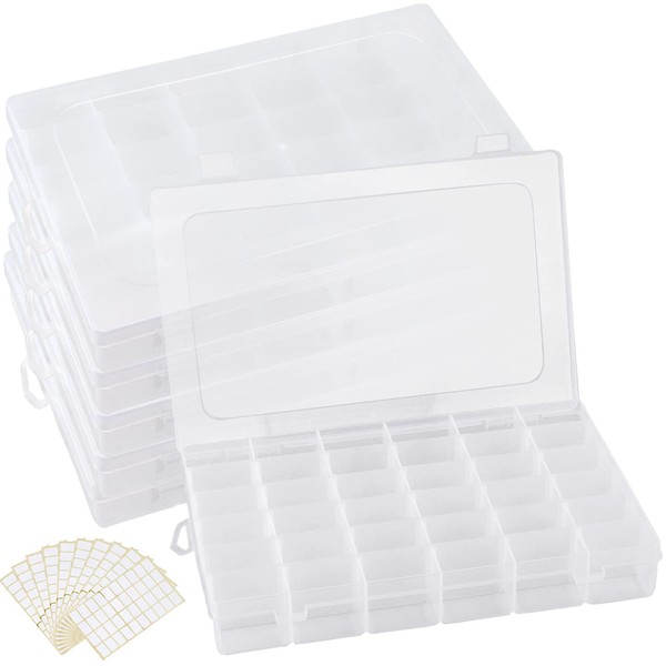 MAHIONG 6 Pack 36 Grids Plastic Organizer Box with Adjusatble