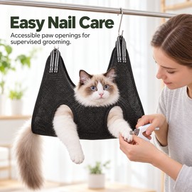 Pet Grooming Hammock for Nail Trimming – Adjustable Polyester Restraint Sling for Cats & Small to Medium Dogs