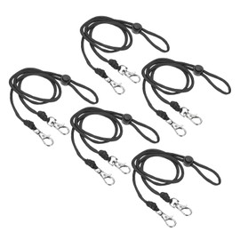PATIKIL 44cm Neck Lanyard with Clasp, 5 Pcs Adjustable Long Keychain Strap Badge Lanyard for ID Badges Holder Keys USB Keychain USB Office, Black