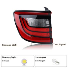 KAMDKI Left Driver Side Outer Tail Light LED Rear Lamp Compatible for 2014-2023 Dodge Durango With Bulbs 68155949AD 68272127AA