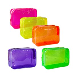 TotePrint Clear PVC Toiletry Bags in 5 Bright Colours, Large Capacity, De-d1126-y1, Modern