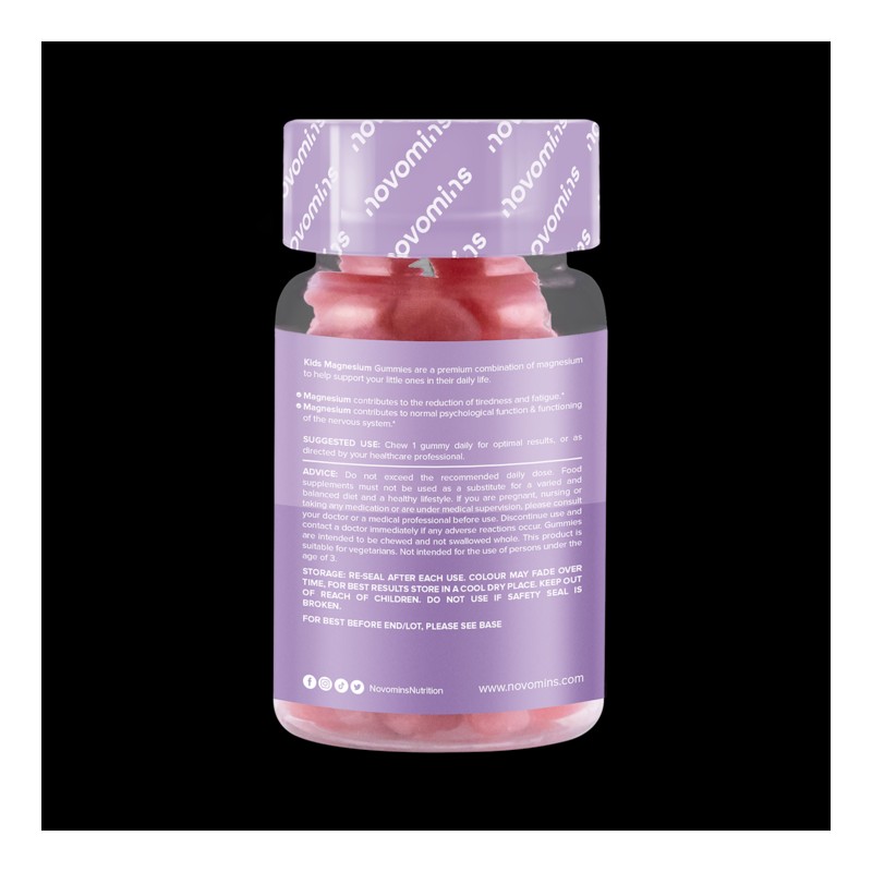 Novomins Kids Magnesium Strawberry Flavoured 30 Gummies