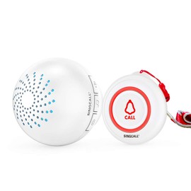 SINGCALL Wireless Caregiver Pager Smart Call System 1 SOS Call Buttons/Transmitters 1 Plugin Receiver Nurse Calling Alert Patient Help System for Home Personal Attention