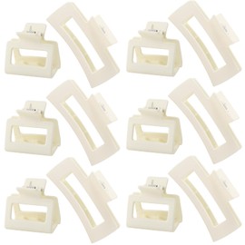 Hair Accessory Set for Women and Girls - 6 Large Rectangle Clips for Thick Hair, 6 Small Clips for Thin Hair (White)