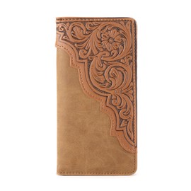 Montana West Western Wallet for Men Long Bifold Wallet with Card Slots Cowboy Vintage Checkbook Wallet MW-613BR