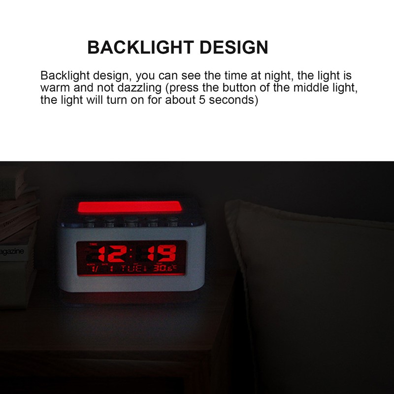 LCD Clock Date Temperature Display Mute Electronic Backlight Alarm Clock