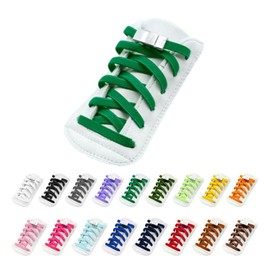 [Alaka] Shoelaces, No Tie, Stylish, Elastic Laces, Flat Laces, No Tie Shoelaces, Stretchable, 17 Colors, No Unravel, Metal Fittings, Sneakers, One Point, Tie (Green), green