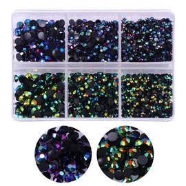 OEMOO 3000pcs Flatback Rhinestones for Crafts,Black AB Crystals Rhinestone,Resin Flatback Rhinestones Glitter Gems Nail Diamonds Rhinestones Flatback Rhinestones for Clothes Accessories DIY