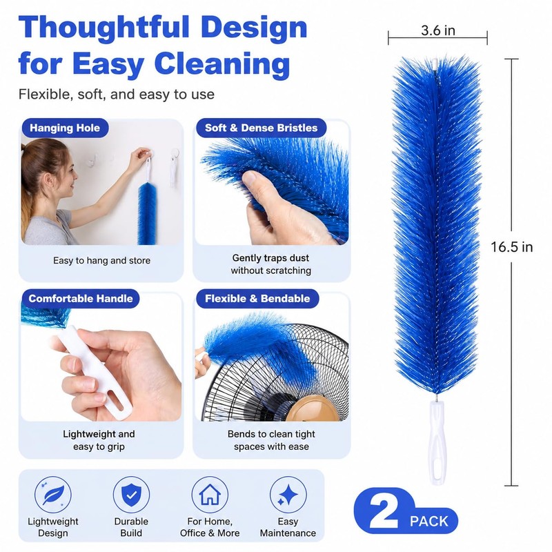 Fan Cleaning Brush, Bendable Washable Fan Duster for Ceiling Fan,