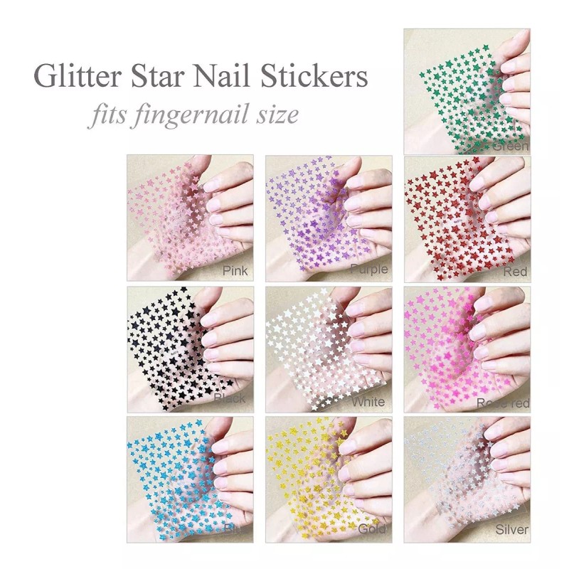 Ihukeit 10 Hojas De Calcomanías De Uñas Con Purpurina Para