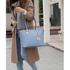 Mia K Collection - Bolso bandolera para mujer, piel sintética, con asa superior, Turquesa