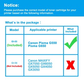 LCL Compatible Ink Bottle GI53 GI-53 C GI-53C Replacement for Canon Pixma G550 G650 (1PK Cyan)