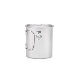 Keith titanium cup with pliable handle and lid Ti3211