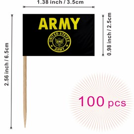 LUSEOAN US Military Toothpick Flag Set Army Armed Forces All Branche Small Mini Cocktail Fruit Cupcakes Toppers Food Stick Flags Decorations,100 Pack