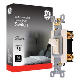 GE Almond, GE Ultra Pro Heavy-Duty, Single Pole, Wall, Light, Fan, One Switch Circuits, Self-grounding Clip, Easy to Install, 20A/120V AC, UL Listed, 42479