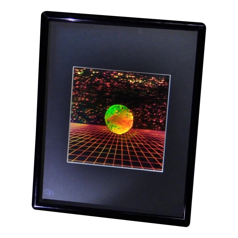 3D Earth with Grid Hologram Picture (Framed), Collectible Embossed Type