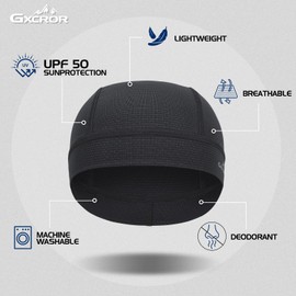 GXCROR Cooling Skull Cap Helmet Liner for Men Women, Moisture Wicking Cycling Cap Motorcycle Hard Hat Liner Soft Running Beanie