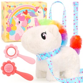 Tagitary Plush Toy Interactive Unicorn Toys for Kids with Sounds,Walking,Tail Wagging and Head Nodding, Unicorn Stuffed Animal for Kids with Leash,Christmas Birthday Gift for Toddlers Kids