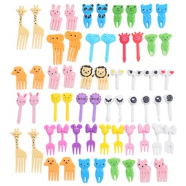 Pack of 60 Animal Fruit Forks Made of Plastic, Mini Cartoon Bento Fruit Forks Toothpicks, Fruit Forks Reusable Fruit Toothpicks, for Lunch Box Party Afternoon Tea Birthday Party