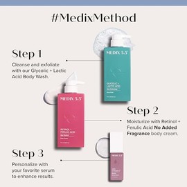 Medix 5.5- MEDIX 5.5 Exfoliante corporal para el cuidado de la piel Limpiador corporal exfoliante con cido gliclico KP Bump Eraser  AHA  Lctico       