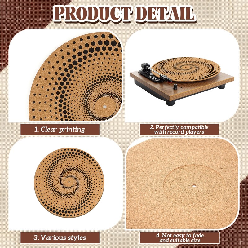 Briwooody Cork Turntable Mat/3mm Thick for Better Sound Support on