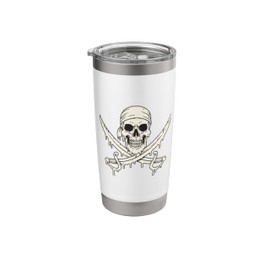 Dripping Skull Swords Skeleton Jolly Roger Flag Pirates Stainless Steel Insulated Tumbler