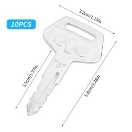 Joyan Pack of 10 787 Ignition Key Replacement Set for Komatsu Excavator and Heavy Equipment, Universal Ignition Switch Key Ring, Metal, Silver